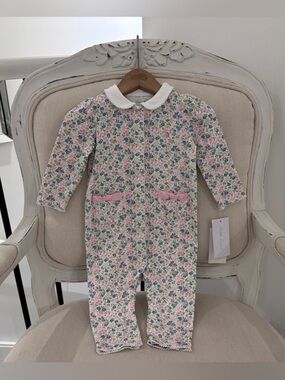 🤍 6 Mth Ralph Lauren Baby Floral & Ribbon Collared One-Piece Romper NWT